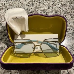 Gucci Gold & Blue Sunglasses